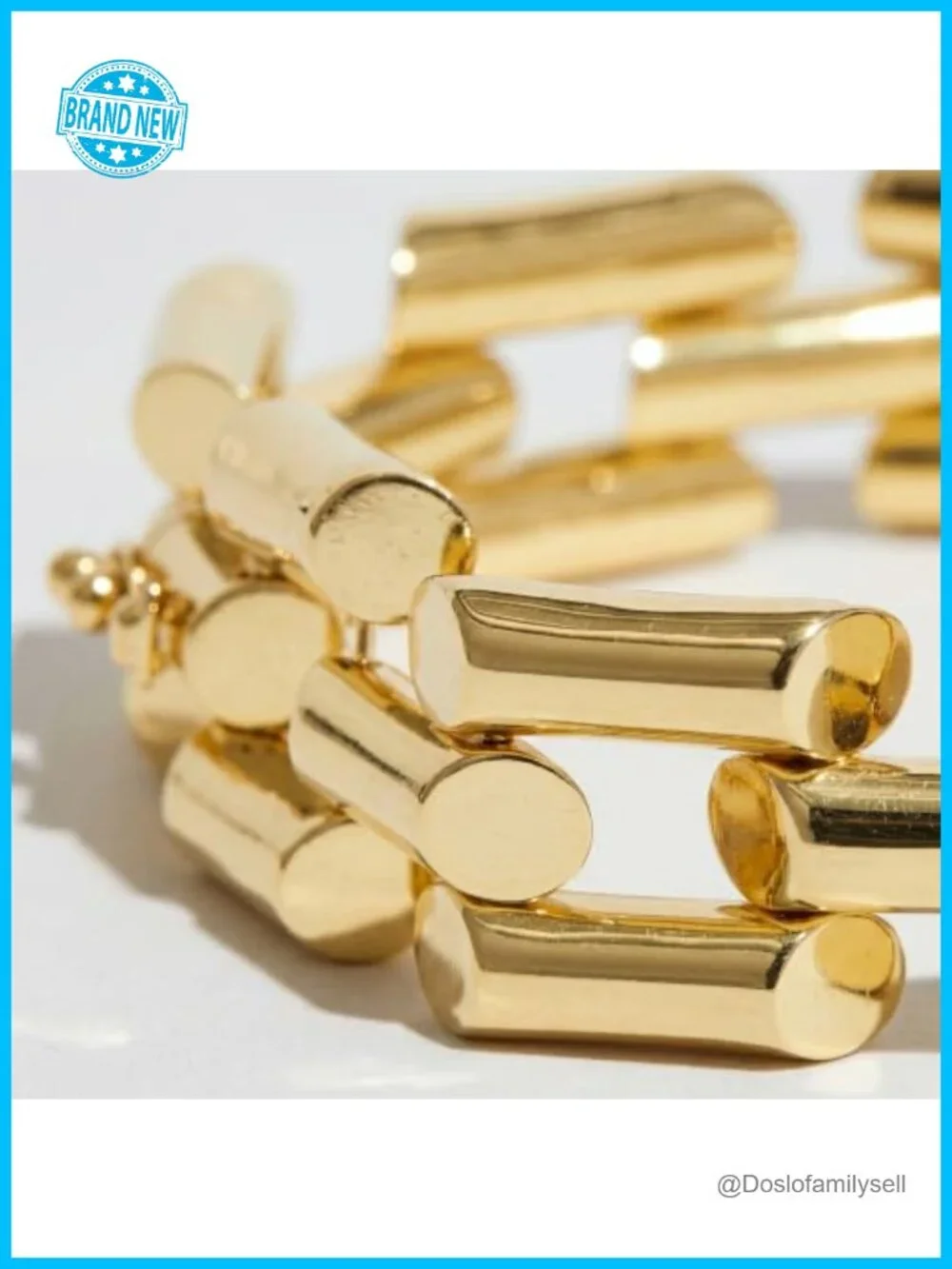 CHUNKY LINK BRACELET 18K GOLD-PLATED BRASS BOX CLASP TANK TRACK